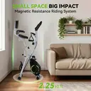 Vélo d’appartement pliant gain de place, résistance magnétique à 16 niveaux, capacité de charge 320 lb, dossier rembourré, salle de sport à domicile multifonctionnelle avec bandes de résistance et moniteur de fréquence cardiaque image 9