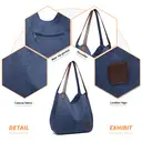 Kono Canvas Shoulder Tote Bag, Vintage Hobo Handbag for Women, Casual Top Handle Bag for Work School Travel Shopping Navy image 4