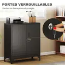 HOMCOM Armoire de bureau à 2 niveaux, meuble de rangement bureau métallique avec 2 portes verrouillables, armoire à dossiers pour domicile, garage, 80 x 35 x 91 cm, noir image 6