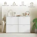 HOMCOM Wooden Modern Design 4 Drawer Shoes Cabinet Pull Down Shelf Storage Organiser Entrance Hallway Furniture - White image 6
