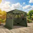 Outsunny 2 x 2 m Pop Up Gazebo with Awning, Waterproof Instant Shelter for Garden BBQ, Fishing, Camping, Easy Setup Garden Gazebo with Sides, Mesh Windows & Carry Bag, Army Green image 6