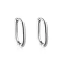 Stainless Steel Oval Huggie Earrings – U-Shaped Geometric Hoops, Hypoallergenic Silver Tone Ear Buckles (17mm) image 6