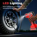 EAFC Gonfleur de pneus sans fil 150 bars avec batterie au lithium 30 Wh, gonflage rapide en 3 min, pompe à air rapide 21 V, 4 modes prédéfinis pour voiture/moto/vélo/ballon, écran numérique et lampe LED d’urgence image 3