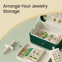 SONGMICSHOME  Portable Jewelry Box, Travel Jewelry Case, 2-Layer Jewelry Organizer, for Larger Accessories, PU Surface, Gift, Green image 7