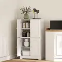 HOMCOM 110cm Kitchen Cupboard, Freestanding Kitchen Storage Cabinet with 4 Arched Doors and 2 Adjustable Shelves, Modern Pantry Cupboard for Dining Room, White image 1