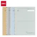 Deli Plan Color Series Lot de 4 carnets à spirale A5, papier ligné 70g/m² - 80 feuilles/160 pages image 1