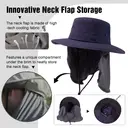 TOP-EX Chapeau de pêche pour homme avec protection UV, couvre-nuque à effet froid, emplacement pour lunettes, bords larges, taille M/L - Navy image 3