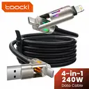 toocki USB C to Lightning Cable, Chubby 240W 4 in 1 Charging Cable 6.6FT, USB A/C to C/Lightning with Light for Valentines Day Gifts Fits iPhone 17 16 15 14 Pro Max/MacBook/iPad/Samsung S25/Switch/PS5 image 0