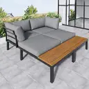 Garten-Lounge-Set (2 Zweisitzer, 2 Beistelltische, 1 Tisch), Grau image 3