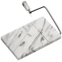Maison by Premier White Marble Cheese Board with Slicer, Natural Marble Serving Board with Built-In Stainless Wire Cutter image 3