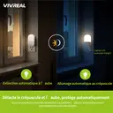 Vivreal Lumière Nocturne avec 5 Niveaux de Luminosité, 3 Modes (AUTO/ARRÊT/MARCHE), Veilleuse pour Enfants pour Chambre, Escaliers, Couloir, Blanc Chaud image 2