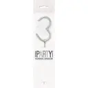 Unique Party Number 3 Sparkler Candle, Silver image 1