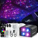 HOCO Kit de conversion de toit intérieur en étoilé, lumières d’ambiance en fibre optique 4 couleurs 32 W + 240 LED RGBW en forme de météores, double mode de contrôle, 1000 LED de décoration de toit, 13,1 pieds image 0