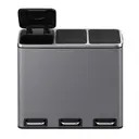SONGMICSHOME SONGMICSHOME Afvalbak met Drie Compartimenten, 3 x 18L Pedaalemmer met Softclose Deksel, Staal, voor Keuken, Grijs image 1