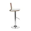 Interiors by Premier Bar Stool Adjustable Giles Walnut Wood & Faux Leather White/Chrome image 1