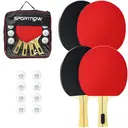 SPORTNOW Set de raquettes de ping-pong, set de tennis de table 4 raquettes + 8 balles + 1 sac, pour amateurs, débutants, experts image 0