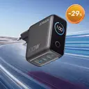 Anker Ladegerät (100 W, 3 Anschlüsse, Intelligentes Display) Touch-Steuerung, für MacBook, iPad sowie iPhone 17/16/15-Serien (inkl. USB-C-Kabel) image 0