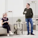 HOMCOM Table d'appoint étroite, bout de canapé avec rangement à 3 niveaux, porte-revues en V, cadre en acier, table basse industrielle pour salon, chambre, 40 x 30 x 61 cm, gris foncé image 1