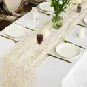 Beige Gold Gauze Table Runner 70x300 cm, Glitter Metallic Foil Sheer Cheesecloth Kitchen Dining Table Decor for Home PartySpandex Table Cloth 2 Pack [6FT] Tight, Fitted, Washable and Wrinkle Resistant Stretch Rectangular Patio Table Cover for Event, Wedding, Banquet & Parties [183Lx76Wx76H]cm Black image 3
