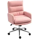 HOMCOM Home Office Chair, Upholstered Sherpa Fleece Desk Chair with Height Adjustable, Tilt Function and 360° Swivel Wheels for Home Office and Study Room, Pink image 0