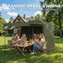 Outsunny 2 x 2 m Pop Up Gazebo with Awning, Waterproof Instant Shelter for Garden BBQ, Fishing, Camping, Easy Setup Garden Gazebo with Sides, Mesh Windows & Carry Bag, Army Green image 4