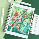 Ohuhu Double-Sided Marker Pads Art Sketchbook Bleedproof - 5.5"x8.5" Small Paper Size - 90 lb/150 gsm Smooth Drawing Paper - 60 Sheets/120 Pages, Spiral Bound Sketching Book for Alcohol Markers Paints image 4