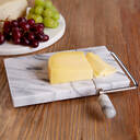 Maison by Premier White Marble Cheese Board with Slicer, Natural Marble Serving Board with Built-In Stainless Wire Cutter image 2