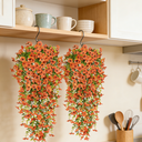 4Pcs 29.5in/75cmArtificial Flowers for Outdoors,Fake Plant Spring Summer Decor, No Fade Faux Flower for Front Door Porch Planter Patio Yard Garden(orange) image 1