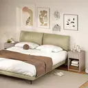 HOMCOM Modern Bedside Table Set of 2, Bedside Cabinet with Drawer and Open Shelf, Side End Table, Nightstand for Bedroom, Oak image 6