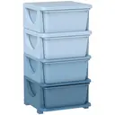HOMCOM 4 Drawers Plastic Storage Units, 4 Tier Kids Storage Units, Children Toy Chest for Nursery, Playroom, Bedroom, Blue image 0