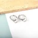 Silver Tone Stainless Steel Butterfly Charm Hoop Earrings, Polished Twist Texture Dangle Huggies image 2