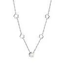 Silver Tone Flower and Mother of Pearl Necklace, 4 Hollow Blossom Charms image 1