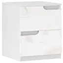 HOMCOM Bedside Table, Bedside Cabinet with 2 Drawers, Modern Side Table with Storage for Bedroom, Living Room, High Gloss White image 0