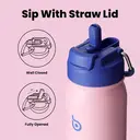 BOTTLE BOTTLE 16oz Insulated Water Bottle Stainless Steel Sport Water Bottle with Straw Dual-use Lid Design for Gym with Pill Box Pink image 2