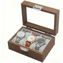 JU7CER Retro watch box, inner gray Watch Storage Box, Unisex Watch Display & Storage Case, Ideal Gift for Watch Enthusiasts 3-position image 2