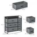 HOMCOM Chest of Drawers with 7 Foldable Drawers, 3-Tier Fabric Bedroom Dresser, Clothes Storage Unit for Bedroom, Living Room image 2