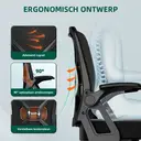 Ergonomische bureaustoel met opklapbare armleuningen, verstelbare lendensteun, in hoogte verstelbare directiestoel, draaistoel, mesh-stoel met kantelfunctie tot 125°, zwart image 2