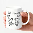 Alphynix 1 Beste Freundin Tasse, 33cl deutsche "Beste Freundin" Keramiktasse mit zwei Mädchen, die Herzluftballons halten, niedliches Geschenk für beste Freundin, Schwester, Freundschaftstag,Le cadeau de la saint-valentin, cadeau d’anniversaire image 2