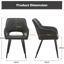 CLIPOP Dining Chair Set of 2 Faux Leather Upholstered Kitchen Counter Chair with Armrest and Metal Legs Living Room Reception Chairs for Dining Room Lounge Bedroom or Office 0427 grey 45*52*83 cm image 2