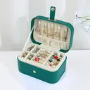JORDAN&JUDY Boîte à bijoux à plusieurs niveaux, petite boîte à boucles d'oreilles, boîte de rangement pour bagues, boîte pour colliers, étui à bijoux pour boucles d'oreilles - 2 niveaux, vert foncé image 1