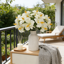 Yuejia Lot de 3 bouquets de fleurs artificielles en soie hibiscus tropical blanc - 45 cm image 2