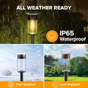 UME 2 Pack Solar Pathway Lights Outdoor, Bright Solar Garden Lights with Metal Design–IP65 Waterproof, Auto On/Off, 3000K LED Landscape Lighting for Yard, Lawn, Walkway, Driveway, Patio Decor image 3