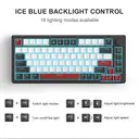 MageGee STAR75 75% Wired Mechanical Keyboard, QWERTY US layout, Compact Blue Backlit Wired Gaming Keyboards with Red Switches, EVA Foam, Knob Control, STAR75 Portable NKRO PC Gaming Keyboard - Black & White image 5