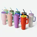 Bottle Bottle 40 oz Stainless Steel Vacuum Tumbler with Handle and Straw, Travel Mug for Car, Office, Gifts, Coffee (Forest Colour/Finish Options/Pattern Variant Name image 5