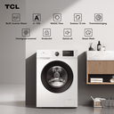 TCL wasmachine, 8 kg, Energieklasse A-10% met BLDC-motor, stoomwasprogramma, snelwasprogramma 15 min, kinderslot, honingraat-trommel [Energieklasse A] FF2408WA2 image 1