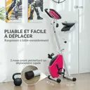 HOMCOM Vélo d'Appartement Magnétique Pliable - Collaboration Aosom.fr x FFHandball - Vélo de Fitness en X Silencieux pour Sport Maison et Cardio-training - Écran LCD & Capteur Pouls, Rose image 5