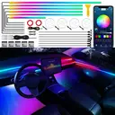 Dreamcolor Acrylic Interior Car LED Strip Light with Wireless APP, RGB 22 in 1 with 175 inches 600 LEDs Fiber Optic Ambient Lighting Kits, Dynamic Chasing Music Sync Neon LED Strip for Car Accessories image 0