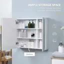 kleankin LED Bathroom Mirror Cabinet, Illuminated Bathroom Mirror with Lights, Adjustable Shelf, Touch Switch and USB Charge, 65 x 70cm, White image 4