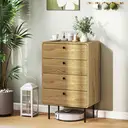 HOMCOM Modern Chest of Drawers with 4 Drawers, Dresser with Wood Handles and Steel Legs for Bedroom, Living Room, Entryway, 60W x 39D x 91.5H cm, Oak image 6