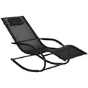 Outsunny Chaise longue à bascule rocking chair ergonomique avec tétière accoudoirs métal galvanisé textilène dim. 63l x 160P x 88H cm noir image 0